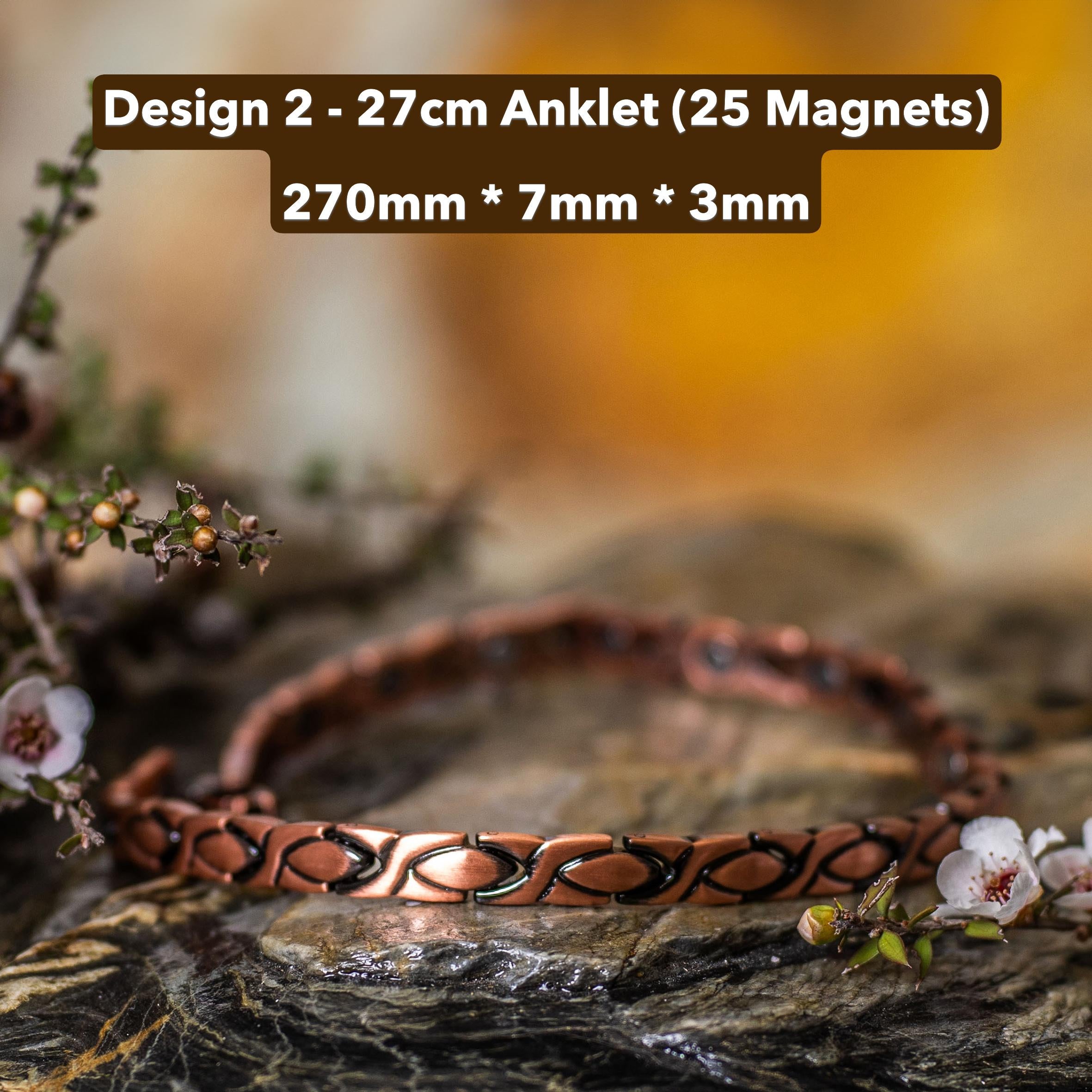 Triple Power Handmade Magnetic Copper & Black Hematite Bracelet Anklet Necklace - Unisex, USA Made