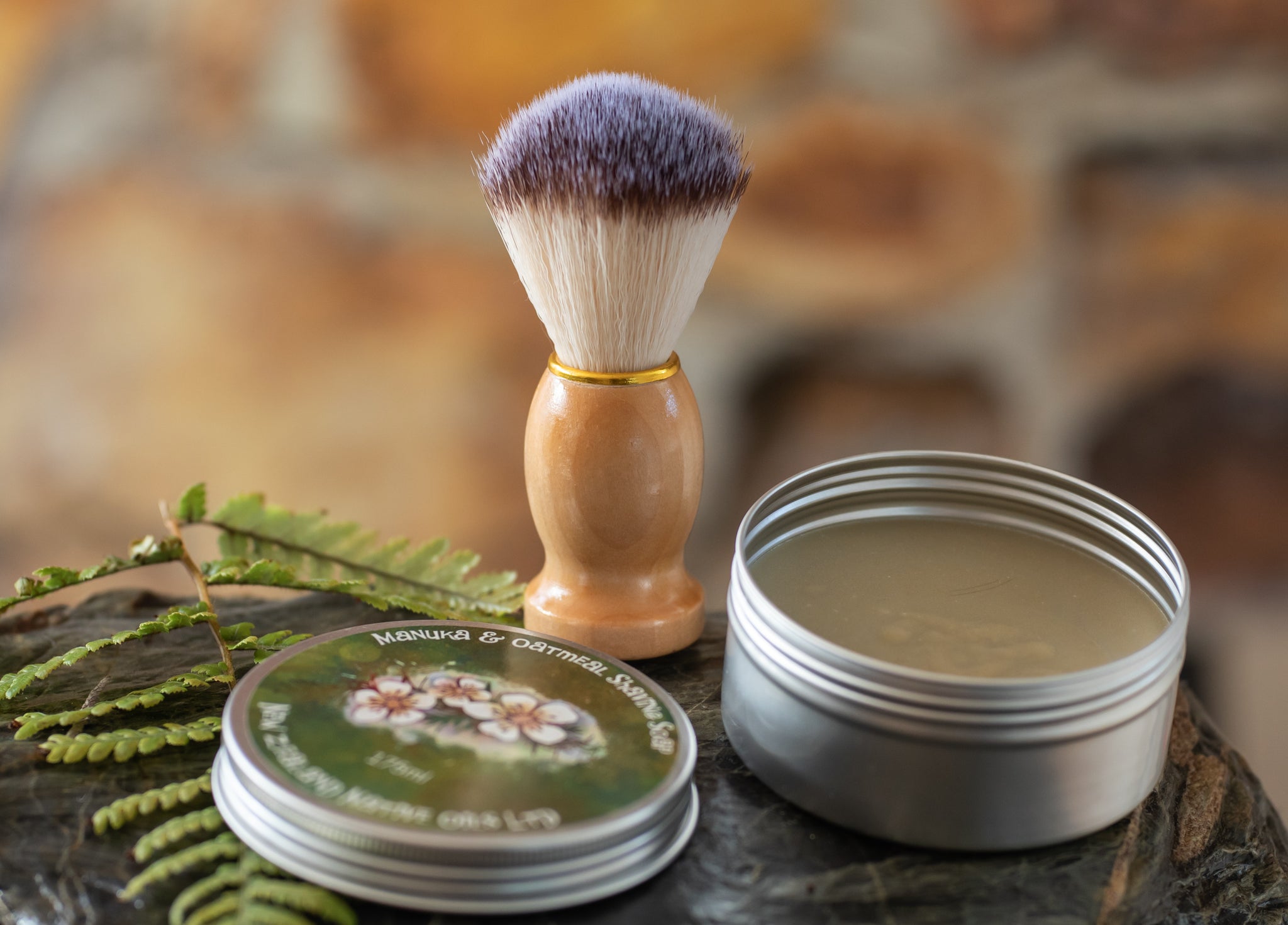 Handmade Shaving Soap In Travel Tin With Wooden Shaving Brush-NZ Native Oils Ltd