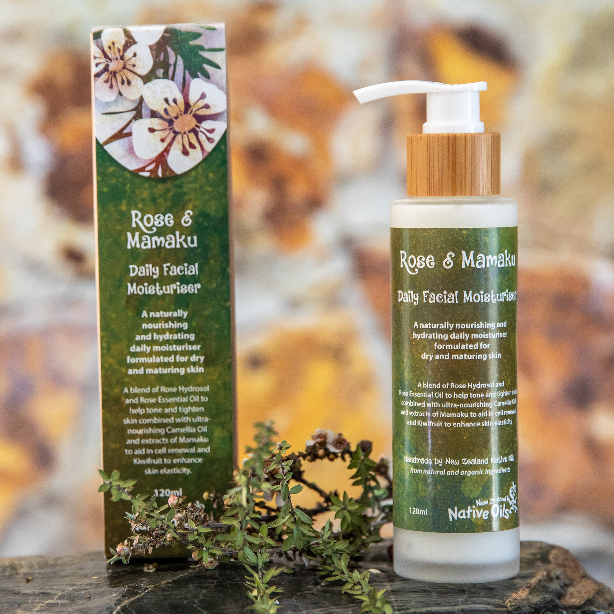 Rose and Mamaku Daily Facial Moisturiser For Normal to Dry Skin 120ml-NZ Native Oils Ltd