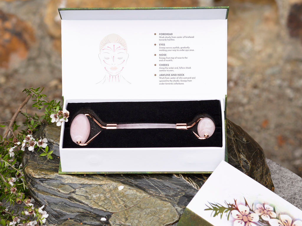 Rose Quartz, Clear Quartz & Jade Gua Sha Facial Rollers-NZ Native Oils Ltd