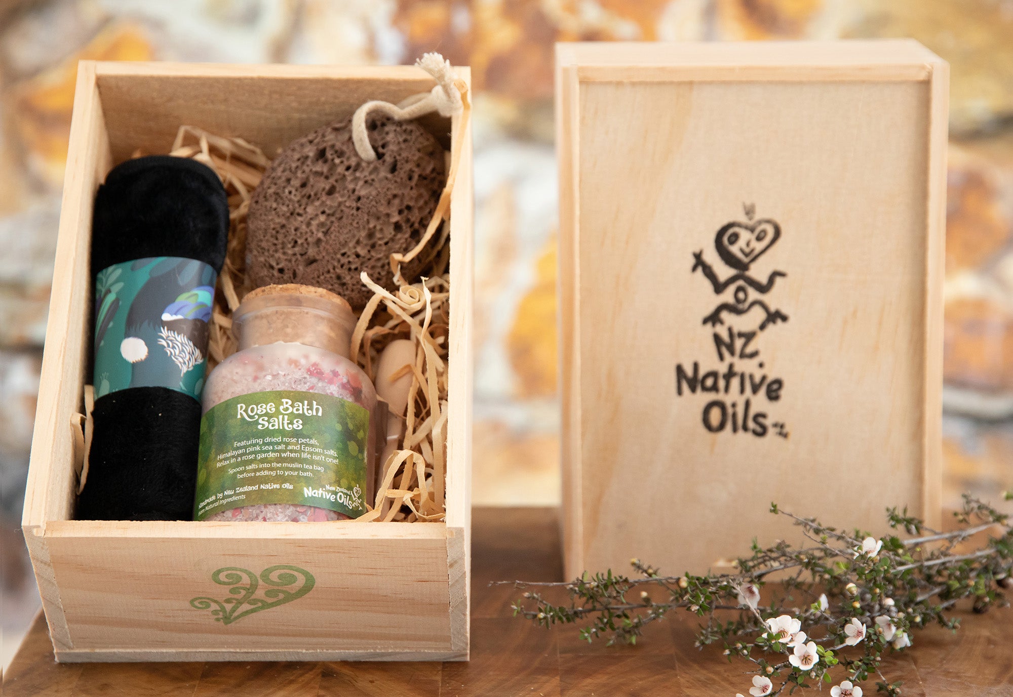 Rose Bath Salts Gift Box-NZ Native Oils Ltd
